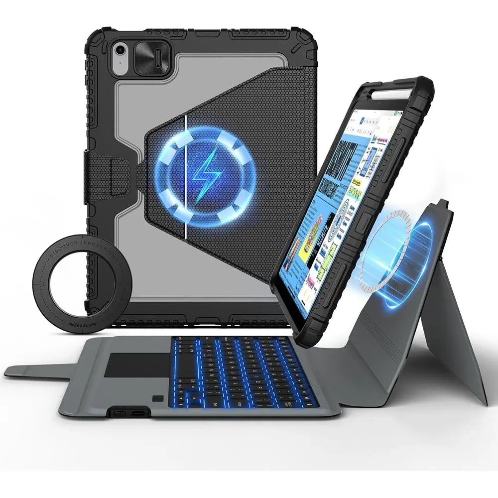 

11th Gen 11-inch iPad Magnetic Case, Detachable Keyboard, Large Trackpad, Backlit Keys, Smart Control - Classic Black