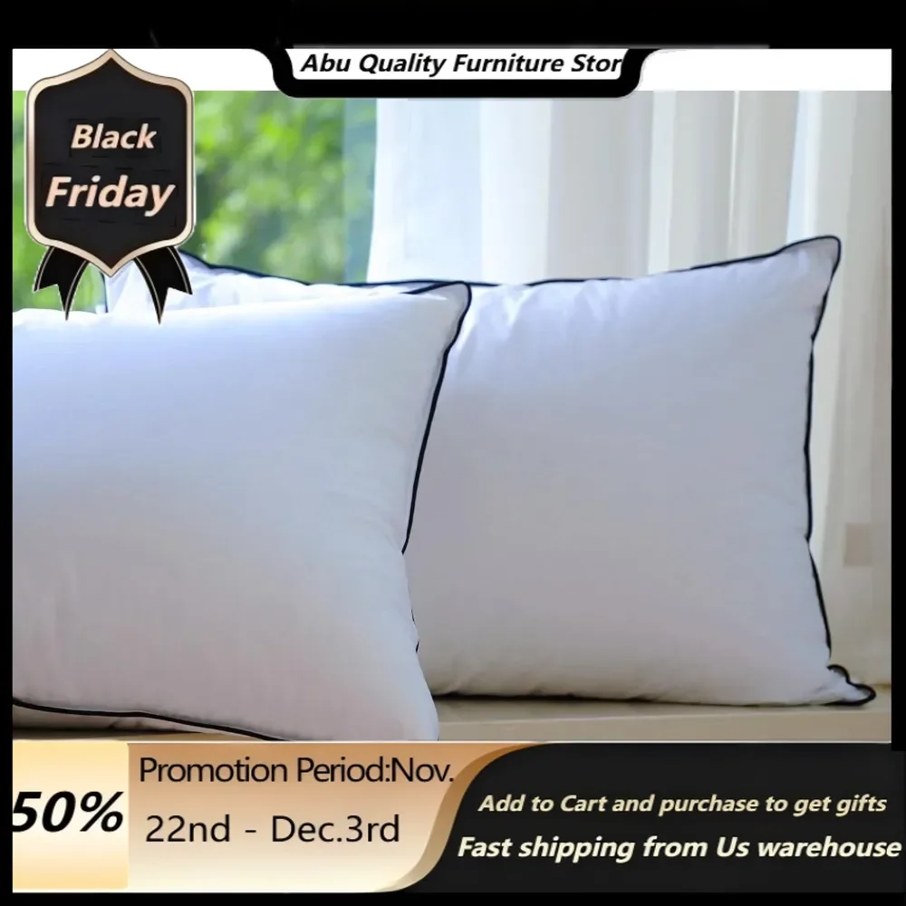 Pillow- Goose Down Pillows - Soft Down Pillow For Sleeping - 750 Fill Power, 460 Thread Count Cotton Blen