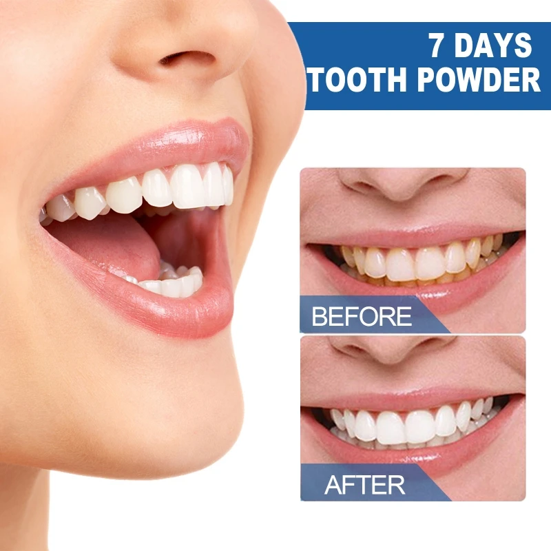 7 Days Teeth Whitening Powder Cleaning Beauty Teeth Remove Yellow Plaque Smoke Stains Fresh Breath Oral Dental Care Tool