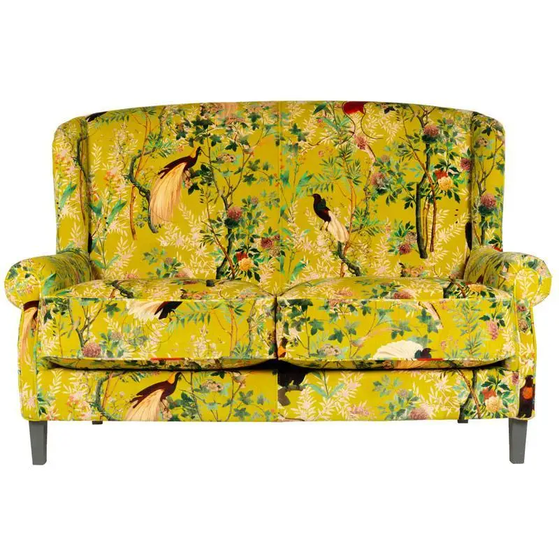 

French retro yellow pattern high back chair