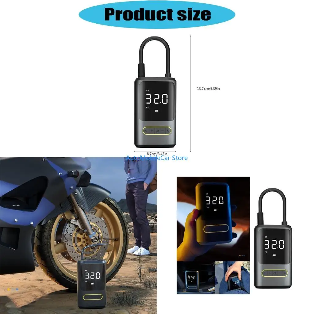 G8TE Handheld Electric Inflation Device With 2000mAh Twin Batteries And Rapid Inflation For Bikes Motorcycles