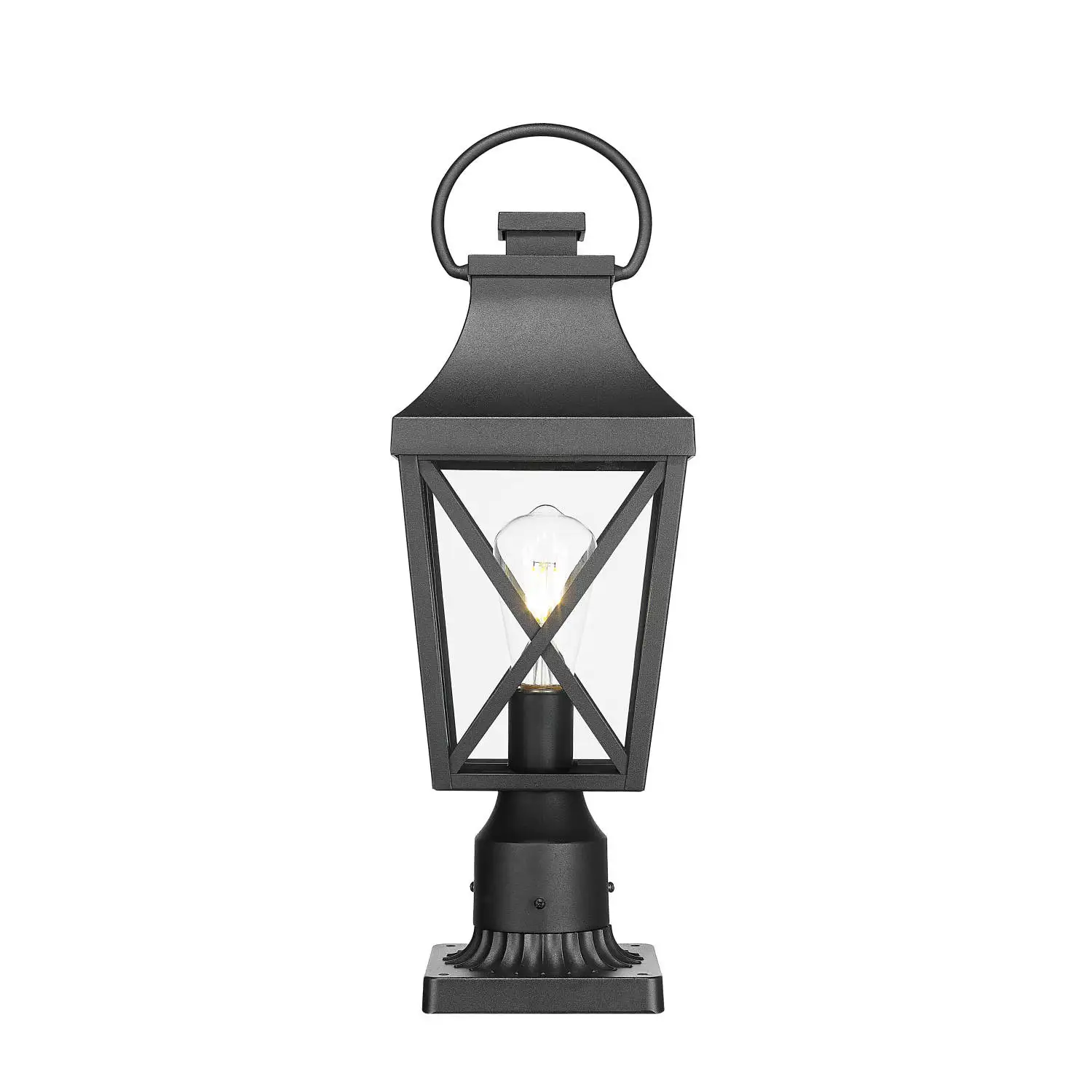 

Outdoor Post Light,Lamp Post Light Fixture,Post Lantern with Pier Mount Base,Textured Black,20.3in,Suitable for Gardens, Yards o