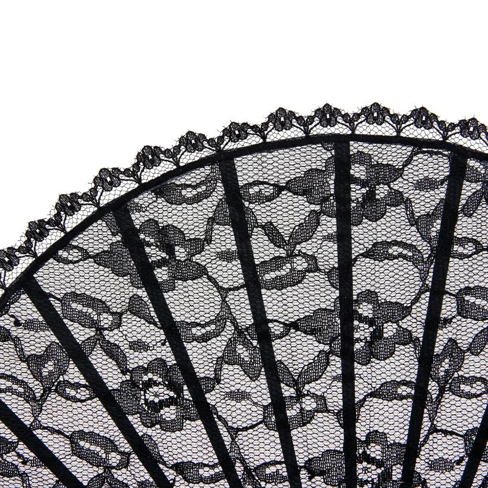 

Elegant Black Lace Bamboo Folding Fan Handheld Fan for Traditional Outfits Wedding Decor Party Favor Cosplay Prop Accessory