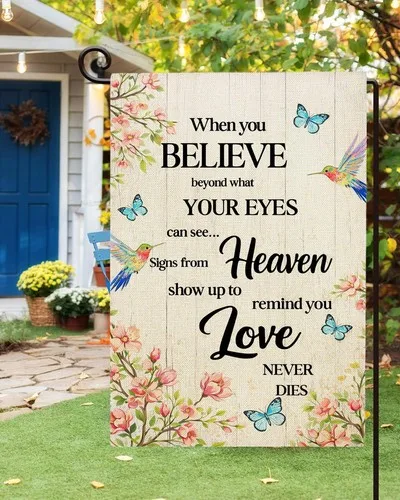 Hummingbird Memorial Garden Flag Double Sided Burlap, Memorial, 12 x 18 Inch XXQ