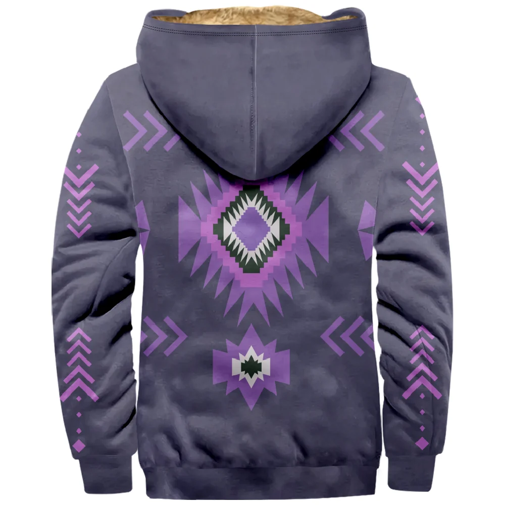 Aztec Graphic Vintage Hoodie 3D Long Sleeve Zipper Sweatshirt Winter Stand Collar Coat Women Men Fashion Clothes