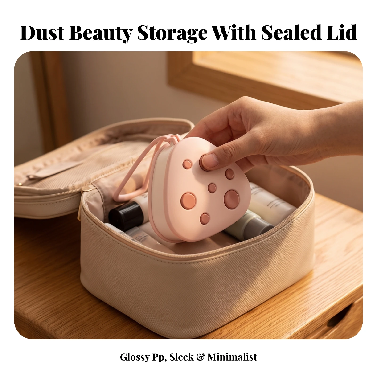 Cosmetic Storage Box with Mirror Portable Beauty Organizer 2 Cosmetic Storage Box with Mirror Portable Beauty Organizer