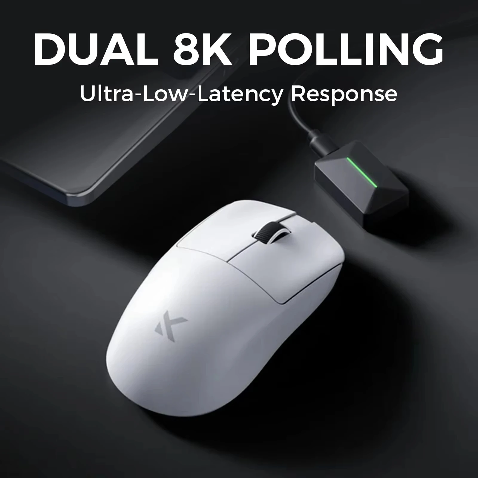 MCHOSE L7 Pro Mouse Gaming Nirkabel PAW3395 Sensor 26K Ganda 8K Polling 39G Ultra-ringan 2.4GHz /BT/Kabel USB LED Kanan