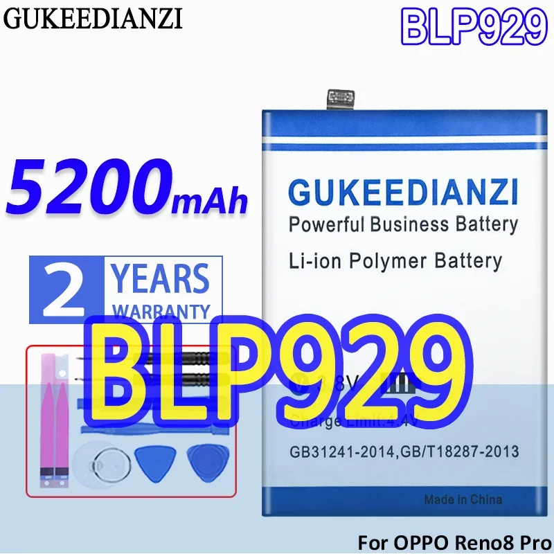 

High Capacity GUKEEDIANZI Battery BLP929 5200mAh For OPPO Reno 8 Pro PLUS 8pro 8Pro+