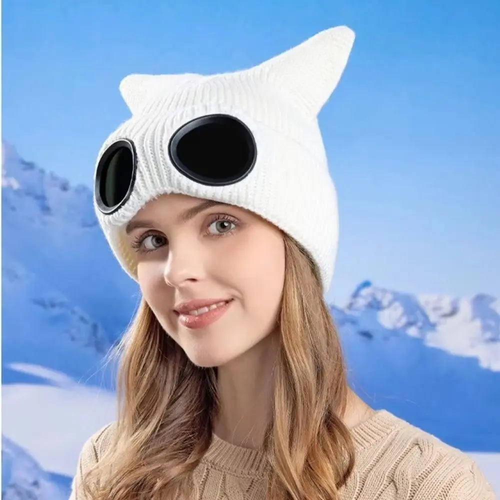 Removable Glasses Winter Glasses Caps Windproof Wear-resistant Warm Ski Mask Hats Thickened Neck Protection Knitted Hat Sports
