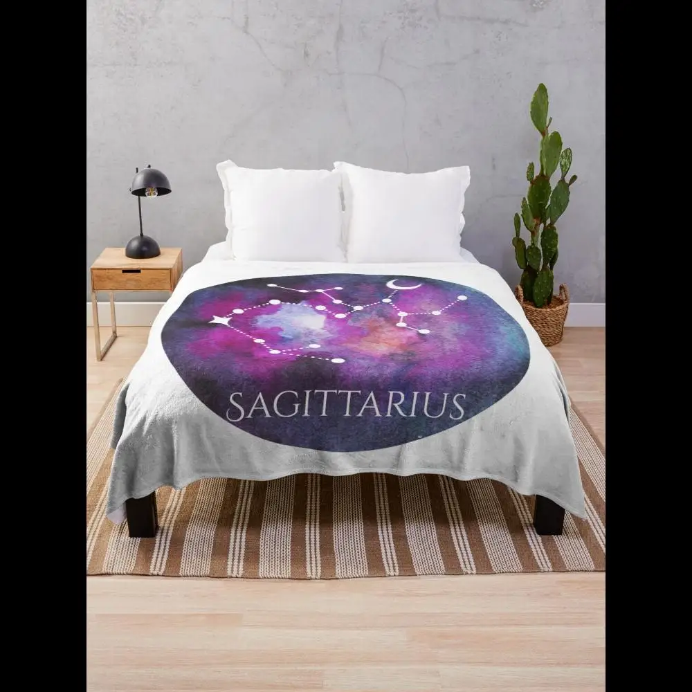 Manta de lana suave y acogedora con diseño de constelación de la galaxia Sagitario, ideal para sofá, cama o decoración del hogar en invierno.