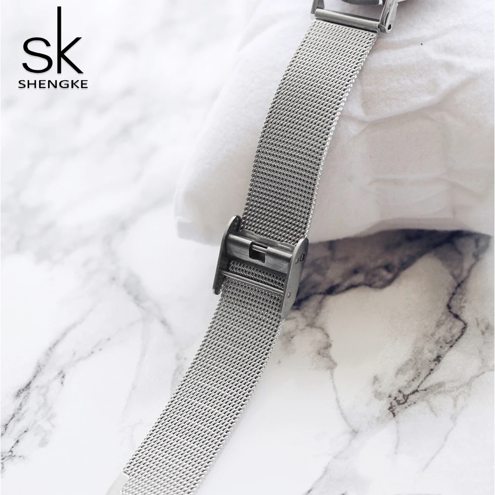 SK-relojes de cuarzo de acero inoxidable para mujer, accesorio de marca superior, de lujo, informal, de pulsera, súper Delgado, malla plateada