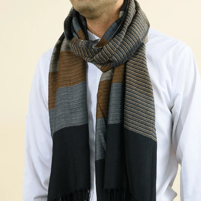 2022 Men\'s New Yarn-Dyed Rayon Men\'s Scarf Export Striped Double-Sided Tassel Brand Scarf Wholesale