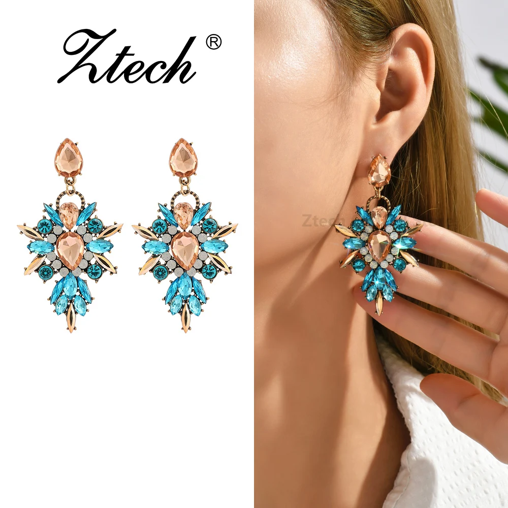 Sexy Luxury Shiny Rhinestone Decor Dangle Drop Earrings For Women Fashion Vintage Design Elegant Exquisite Jewelry Accessories