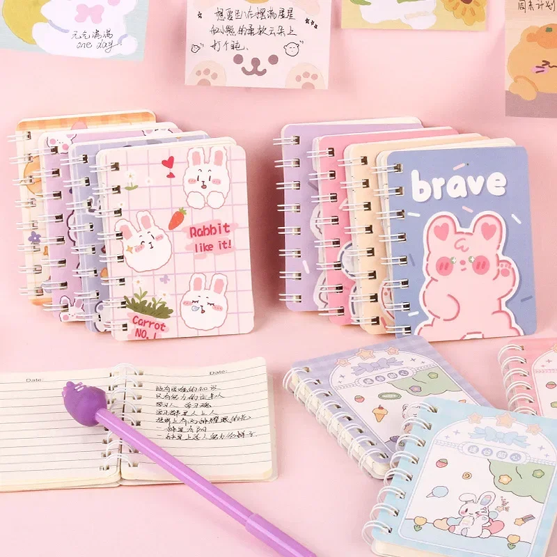 1pc A7 Kawaii Animal Winding Notebooks Bear Rabbit Mini Portable Pocket Notepad Student Stationery Children Gift School Supplies