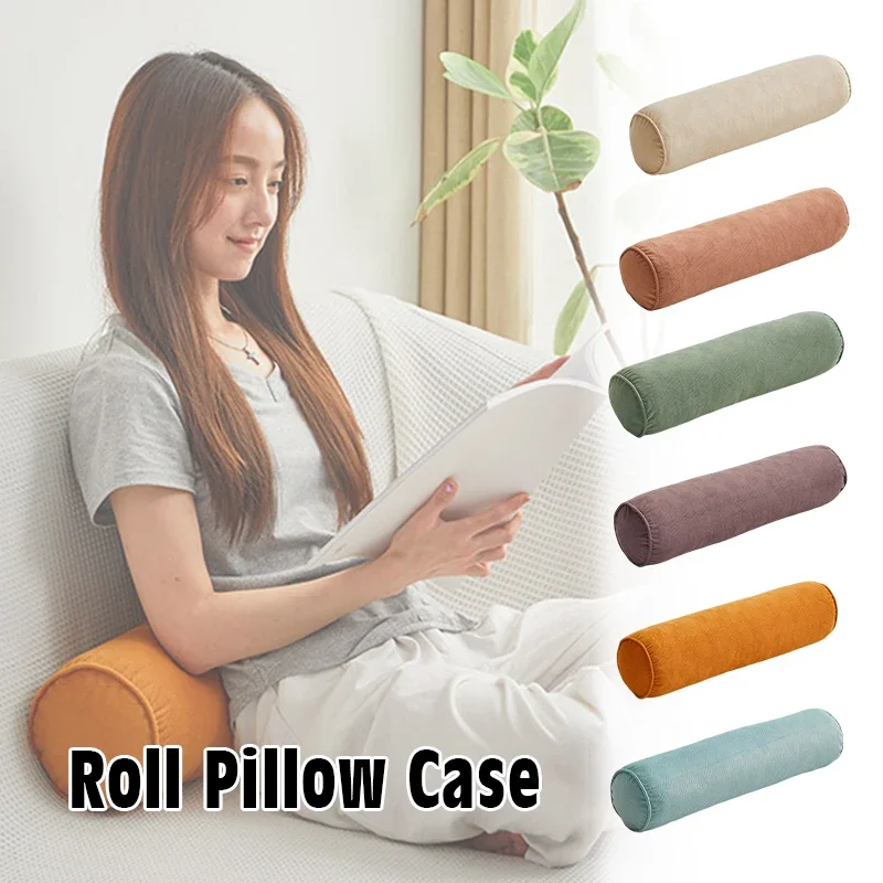 Cylindrical Cushion Case Bed Sleeping Waist Cushion Cover Soft Long Comfortable Pillow Case Neck Bolster Pillow Roll Headrest