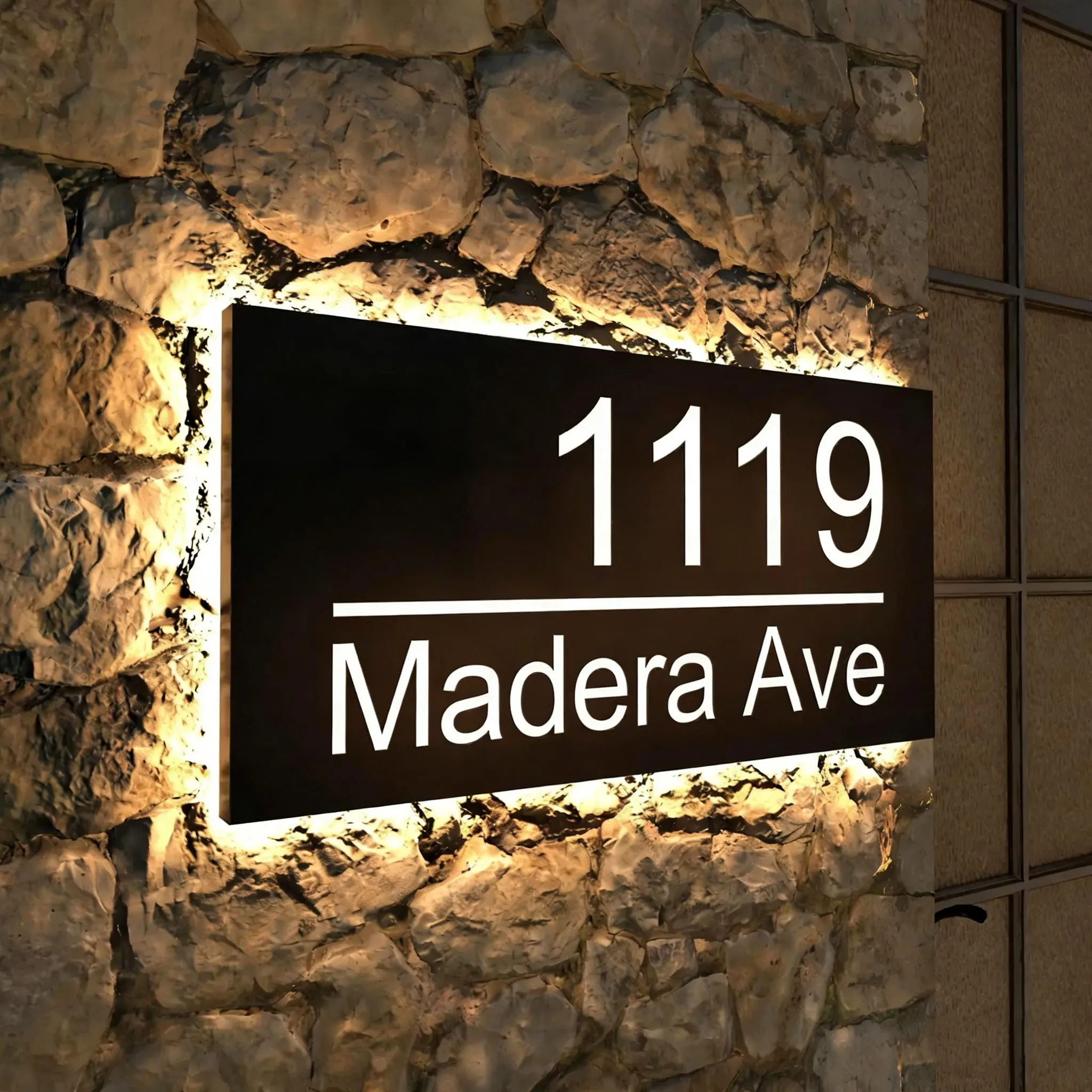 

Изготовленная на заказ вывеска с номером дома с подсветкой, современная адресная табличка с подсветкой, водонепроницаемый персонализированный знак для декора двора из нержавеющей стали