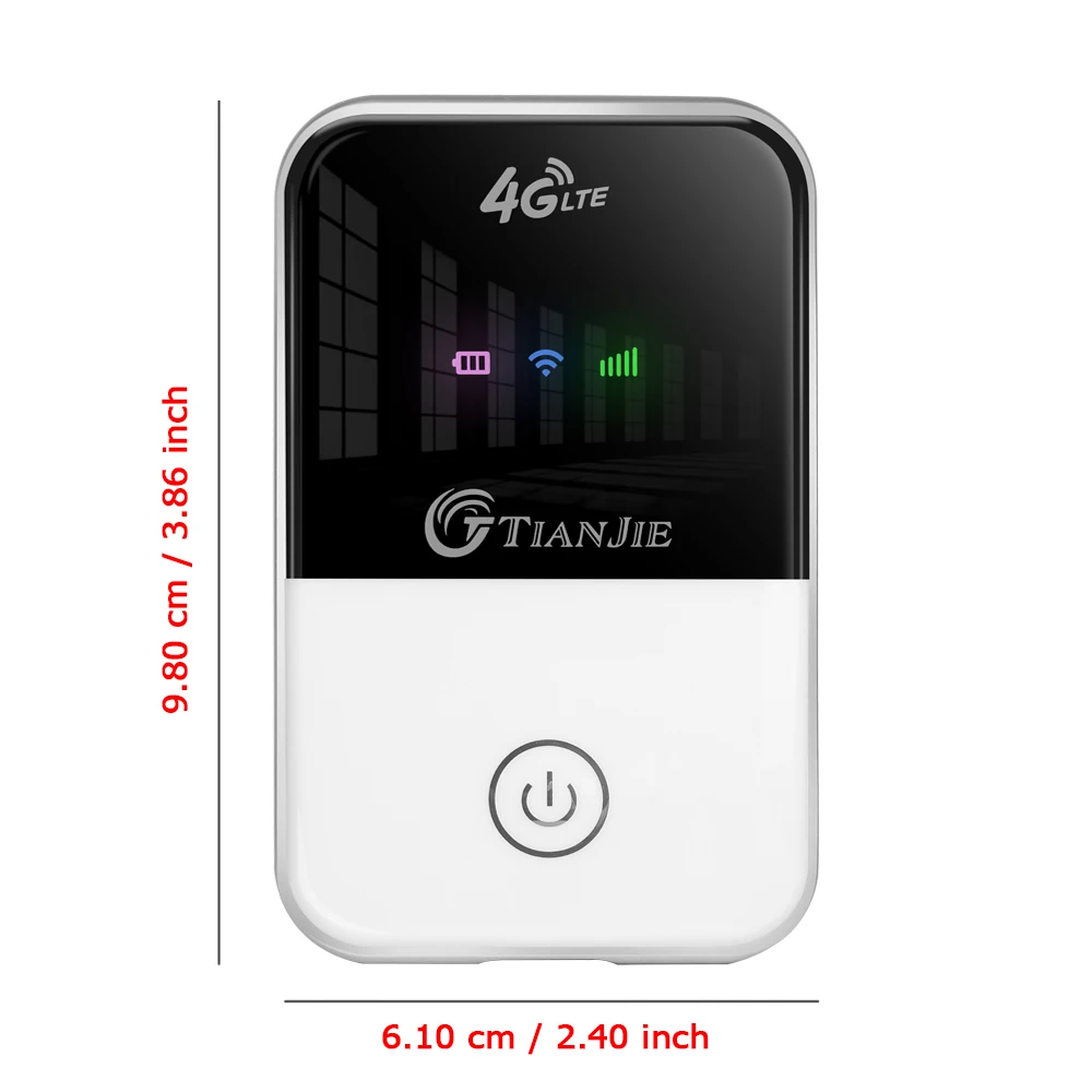 TIANJIE MF903 Mifi mit WLAN-Hotspot, Cat4 mobiler WLAN-Router, 2100 mAh tragbarer SIM-Router, Modem 4G 5G Wireless WLAN-Router Global