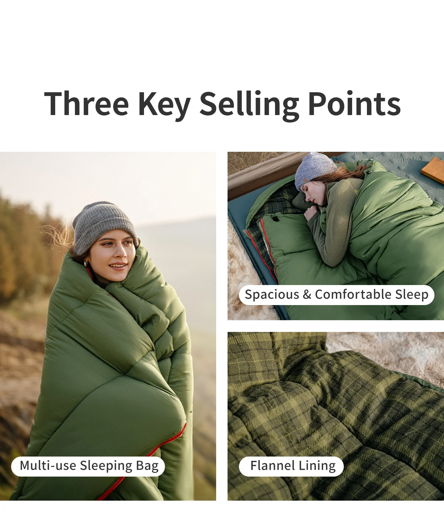 Naturehike 2026 Neuer Schlafsack mit Kapuze, große Seitenöffnungen, faltbar, doppellagig, warm, 4-Jahreszeiten-Camping-Schlafsack – Detail 2