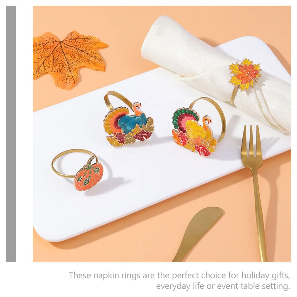 

4 шт., кольца для салфеток, металлический декор стола на День Благодарения, набор держателей для салфеток из сплава, украшение для дома, кухонный бар