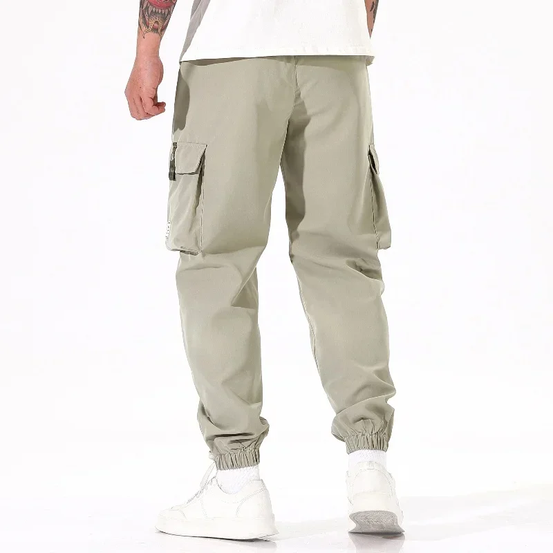 Calças cargo masculinas versáteis, confortáveis, casuais, de secagem rápida, tecido legal, cor sólida, primavera verão, calças esportivas