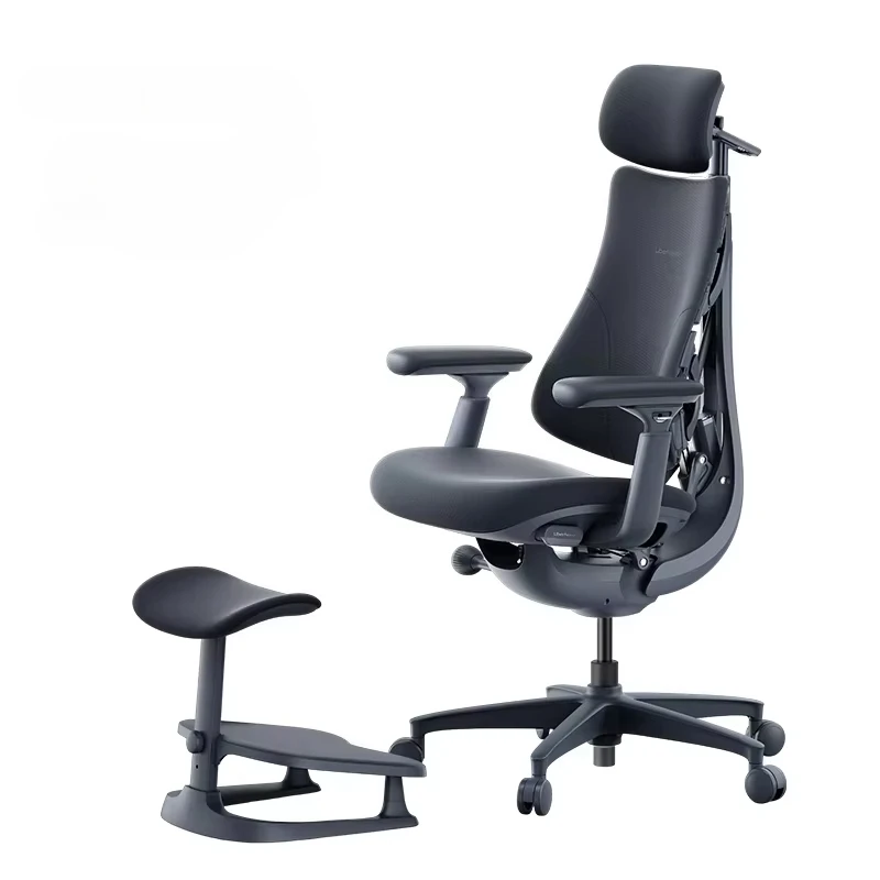 Cadeira de Escritório Ergonômica Dobrável com Tela Respirável, Apoio Lombar Ajustável, Apoio para os Pés e Encosto Alto, Assento de 45CM para Casa e E