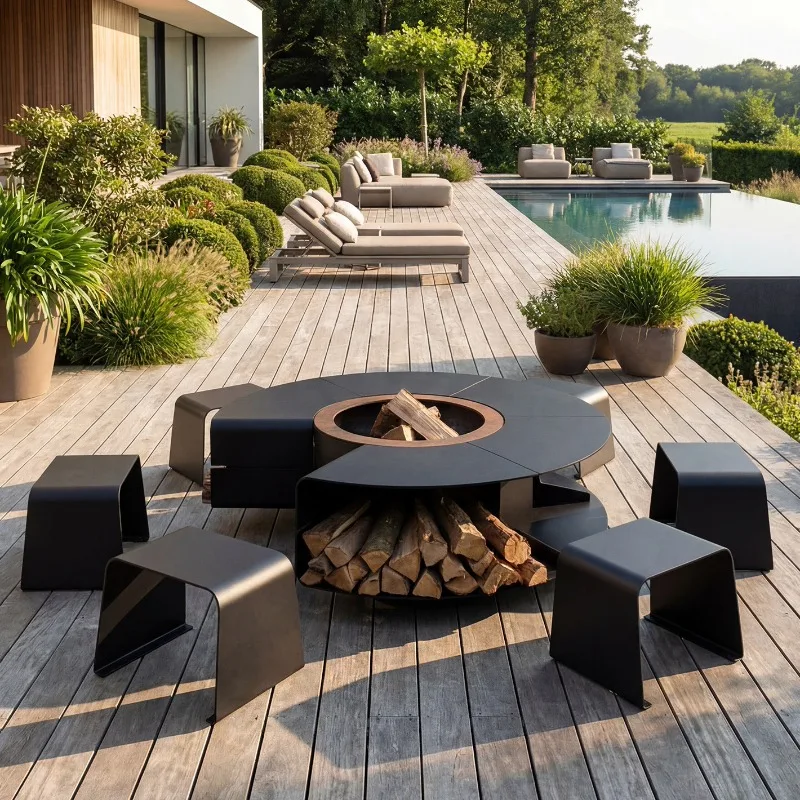 Garden brazier, garden barbecue table, outdoor furniture, household barbecue table diameter 1500mm
