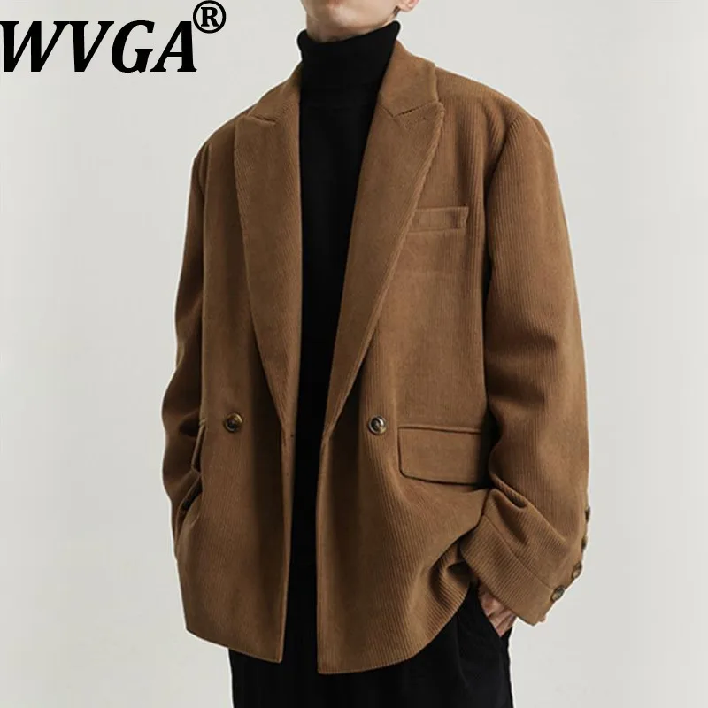 WVGA Autumn Winter New Men Tide Thickened Trendy Turn-Down Collar Blazer Niche Chic Casual Long Sleeve Pocket Suit Jacket W17295