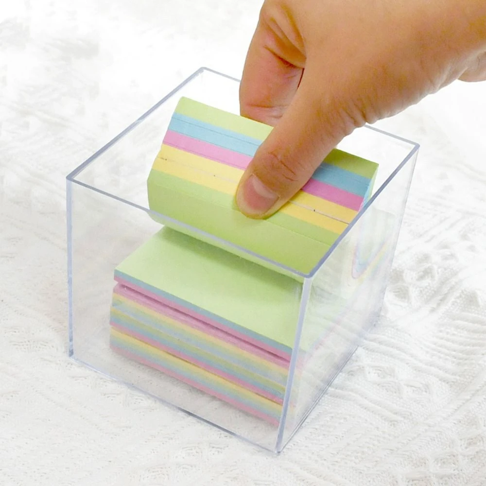INS Chic Acrylic Note Holder Transparent Waterproof Clear Note Box Efficient Card Paper Desk Organizer Desktop