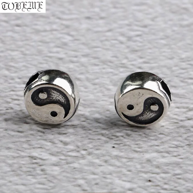 

100% 925 Silver Fengshui Yinyang Symbol Beads Vintage Sterling Taiji Bagua Symbol Loose Bead