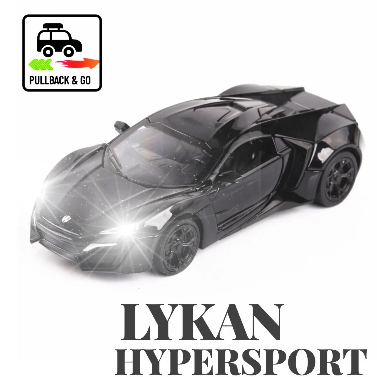 

1:32 Lykan Hypersport Pullback Car with Lights Engine Sound, Diecast Car Model Scale Replica Classic Gift Kid Boy Toy