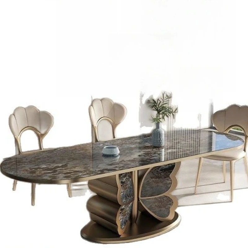 Italian rock slab dining table, high-end modern simplicity, rectangular