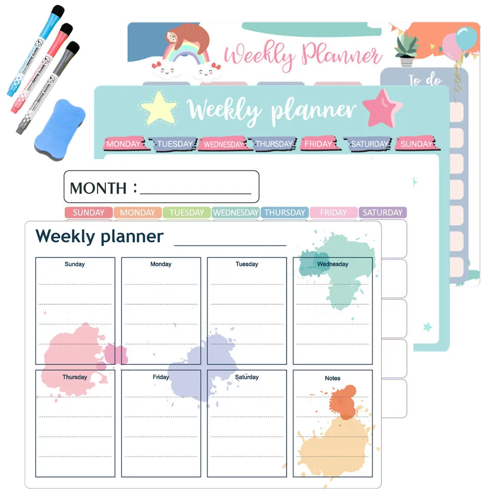 2024 Magnetic Fridge Calendar Weekly Monthly Planner A3 Size Magnetic Calendar for Refrigerator Dry Erase Message Board Menu