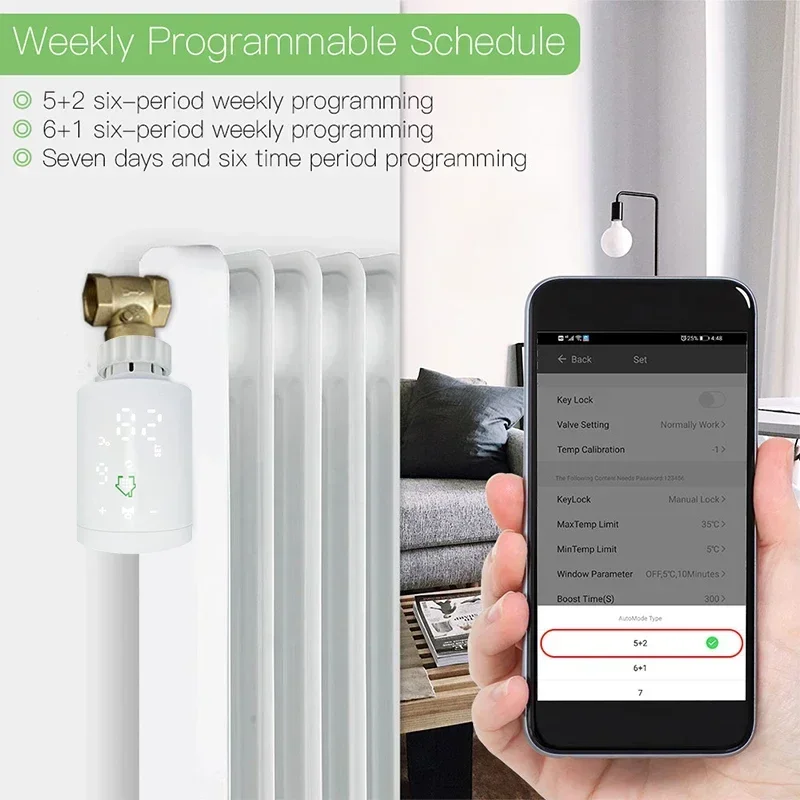 ZigBee Wifi Pintar TRV Radiator Aktuator Katup Radiator Termostatik Tuya Pengendali Suhu Suara Remote Control Google Home