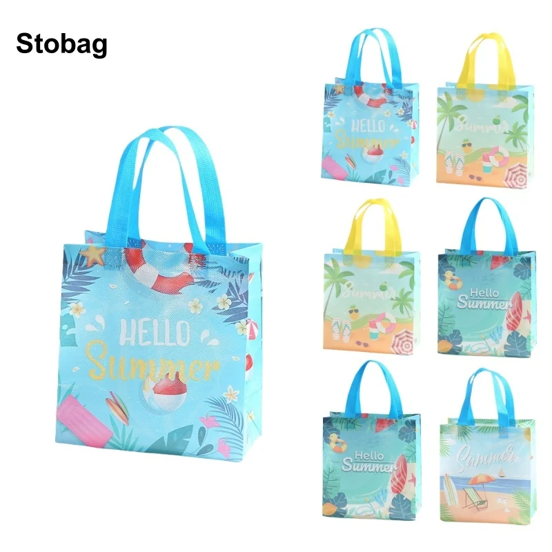 

StoBag 8/20pcs Summer Beach Non-woven Gift Tote Bags Shopping Fabric Packaging Kids Waterproof Storage Reusable Pouch Party