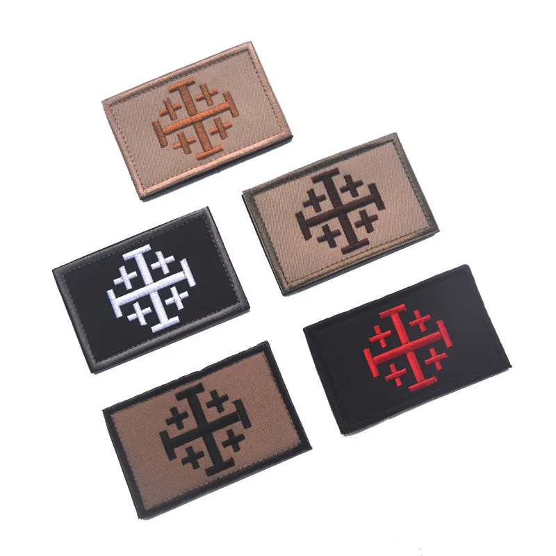 Templar Knights Jerusalem Cross  Flag Patches Tactical Patches Morale Fastener  For Backpack