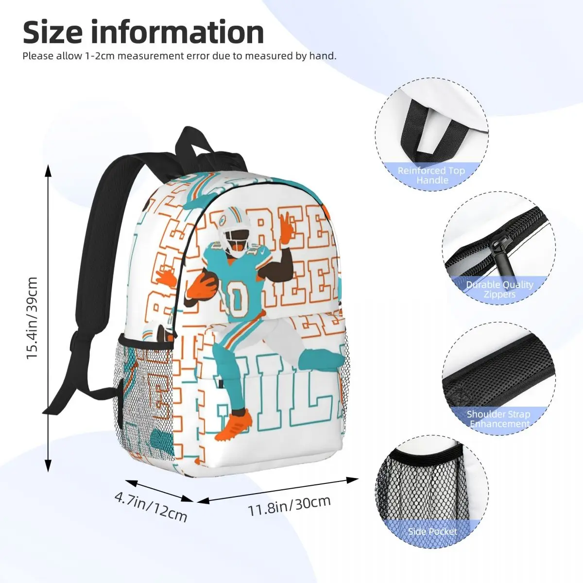 Tyreek Hill 10 Backpacks Boys Girls Bookbag Cartoon Children School Bags Laptop Rucksack Shoulder Bag Large Capacity