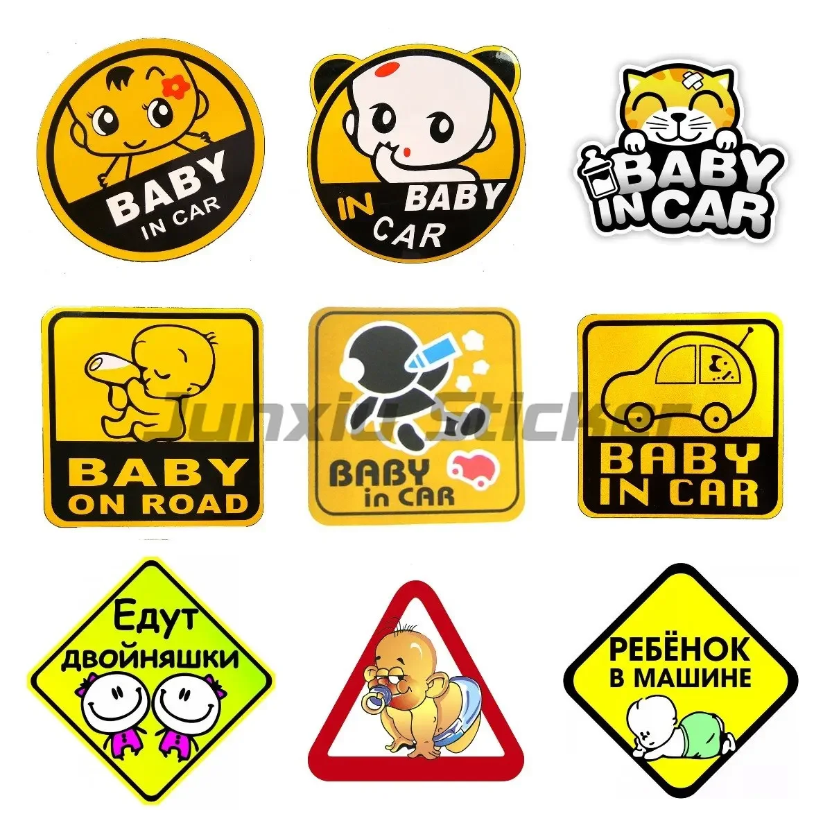 

Baby on Road Baby In Car Cartoon ReflectiveCar Sticker Car Styling Accessories Warning Decal Sticker Waterproof