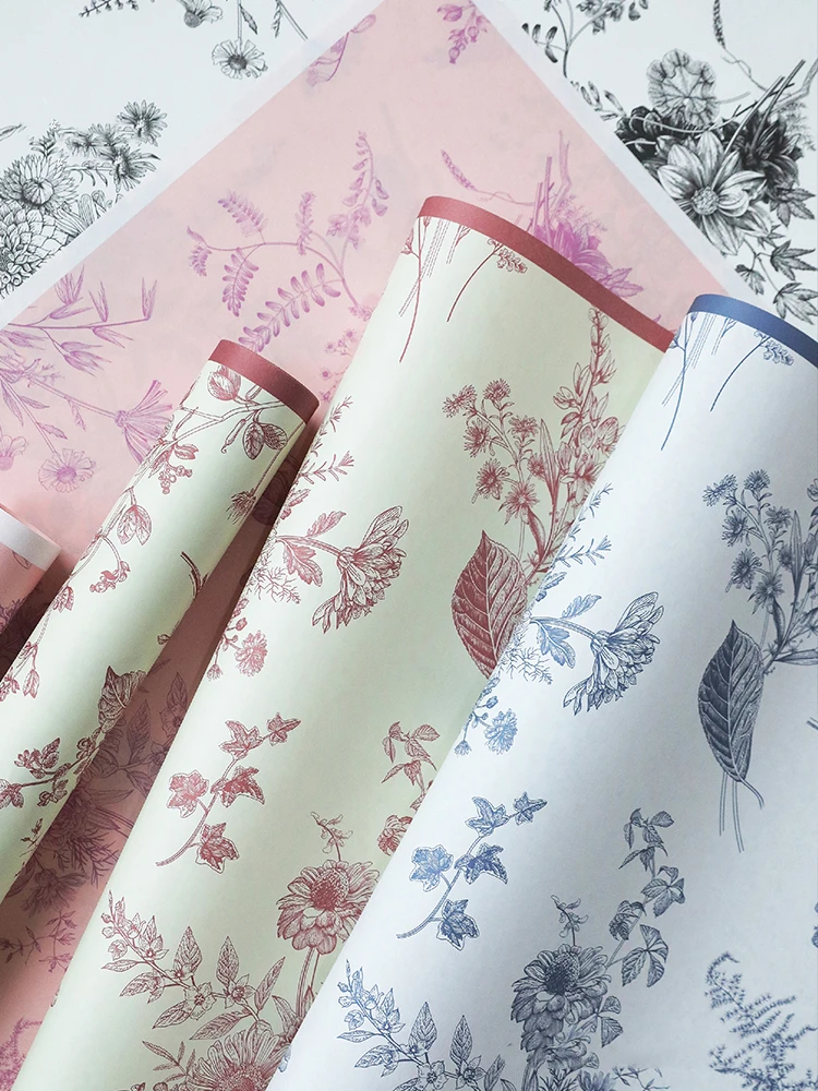 Valentine's Day Paper Vintage Art Aesthetics Printing Kapok Paper Retro Style Flower Wrapping Paper Supplies DIY Craft