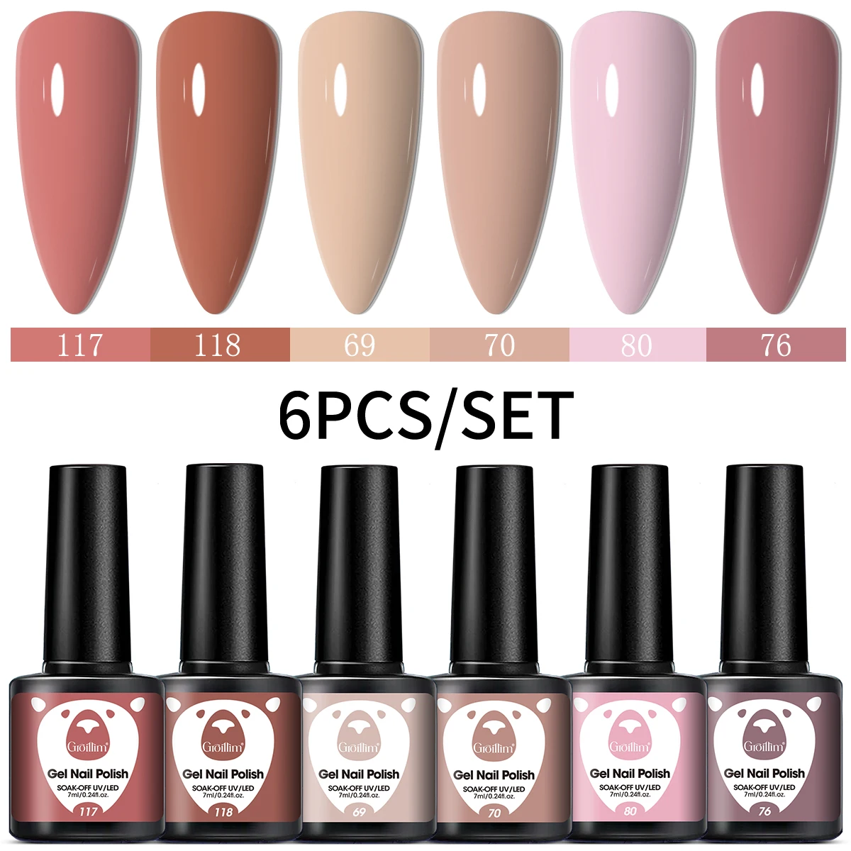 6-piece long effect nail care gel set alcohol free LED transparent nail polish DIY nail care design washable remove nail art pai