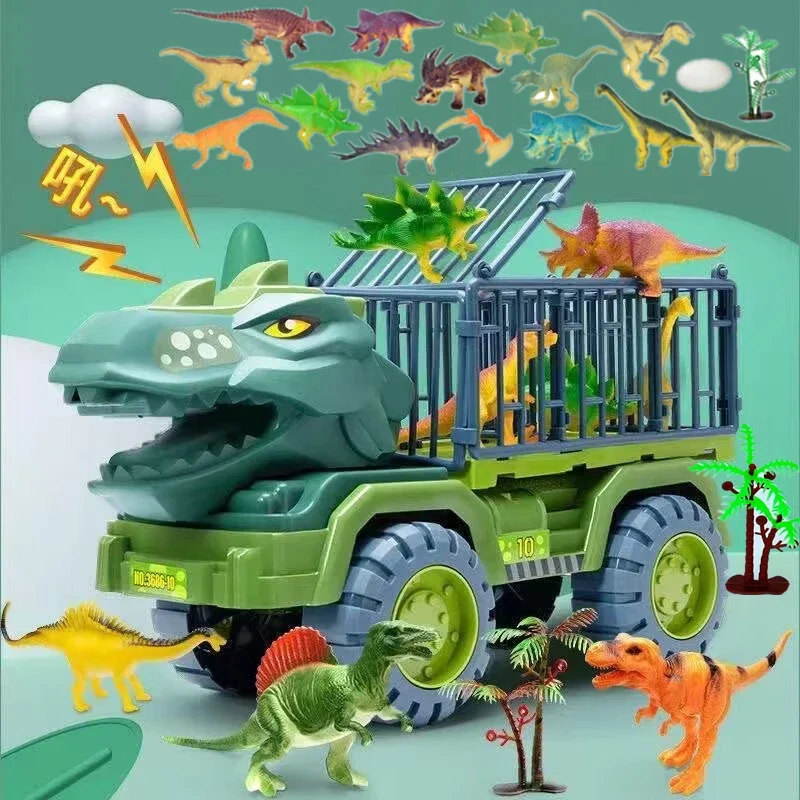 

Children Dinosaur Transport Car Toy Oversized Inertial Cars Carrier Truck Toy Pull Back Vehicle with Dinosaur Gift for Kids Boy