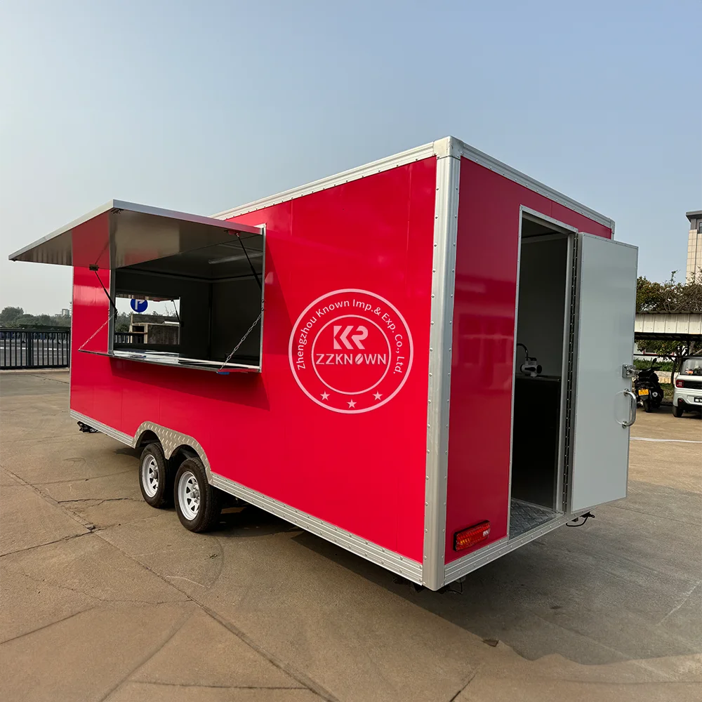 รถเข็นอาหารจานด่วนแบบกําหนดเองตู้กาแฟรถบรรทุกสุนัขร้อนร้านอาหารมือถืออุปกรณ์ครบครันรถพ่วงรถบรรทุกอาหาร