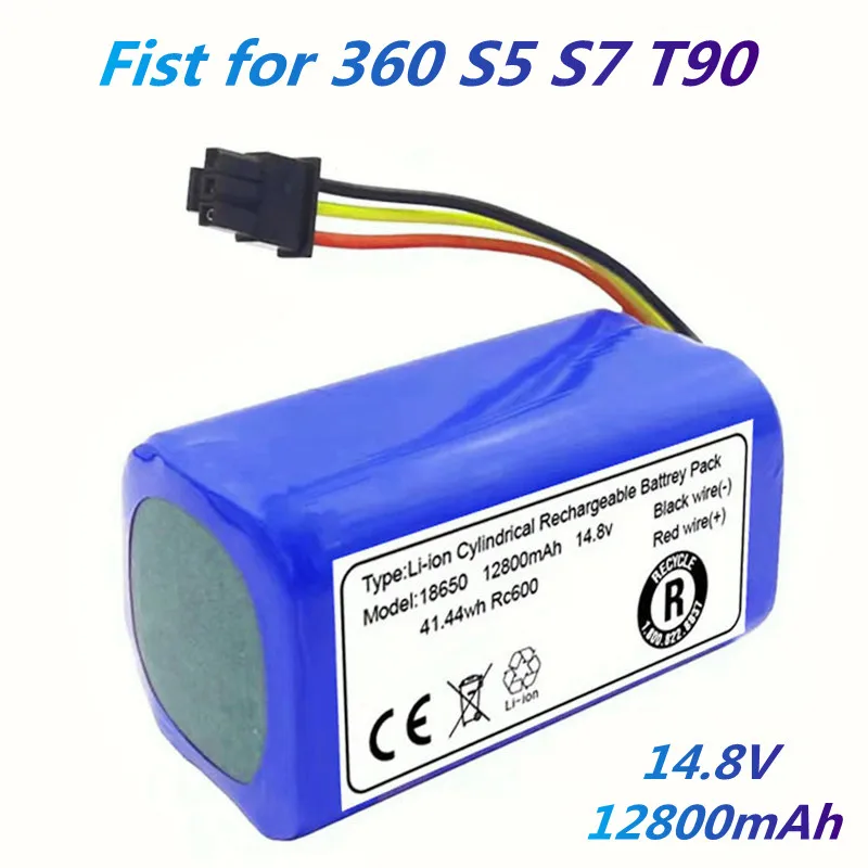Batterie de Remplacement pour Aspirateur Robot Qihoo 100% S5 S7 T90, 360 V, 14.8 mAh, 24.com, 12800