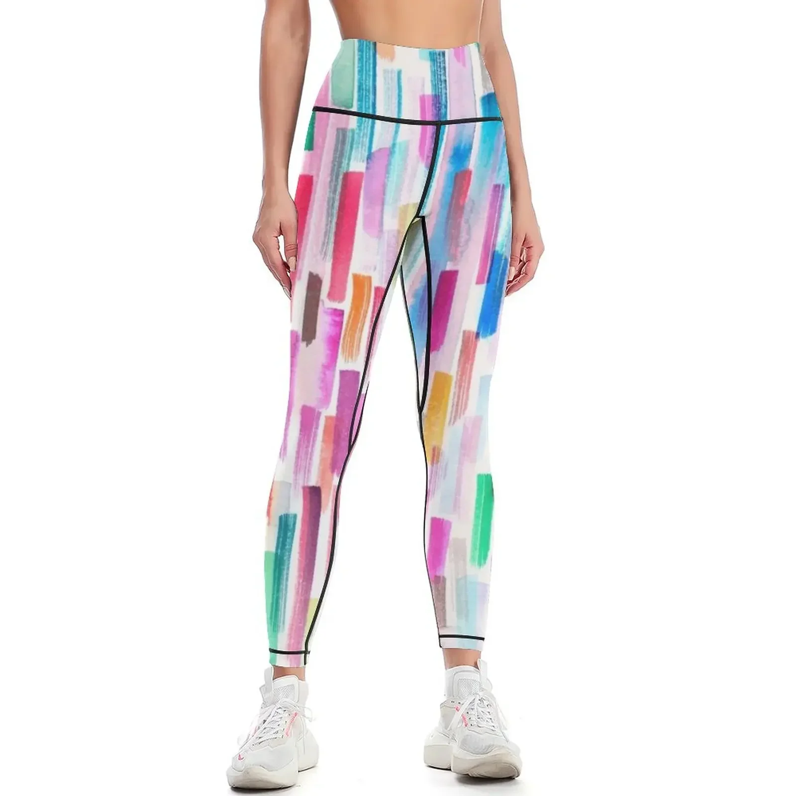 

Candy colored brushstrokes Leggings sporty woman gym jogging pants gym top Clothing fitness Womens Leggings