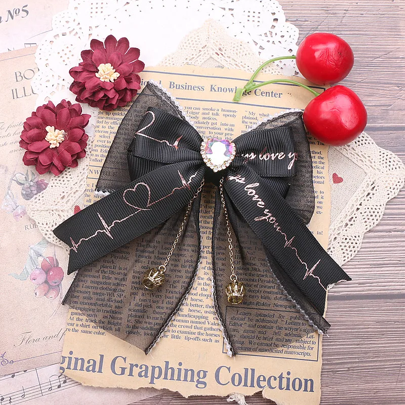 Y2k Lolita Bag Pendant Decor Accessories Imitation Pearl Bow Key Ring Ribbon Rhinestones Keychain Cute Accessary