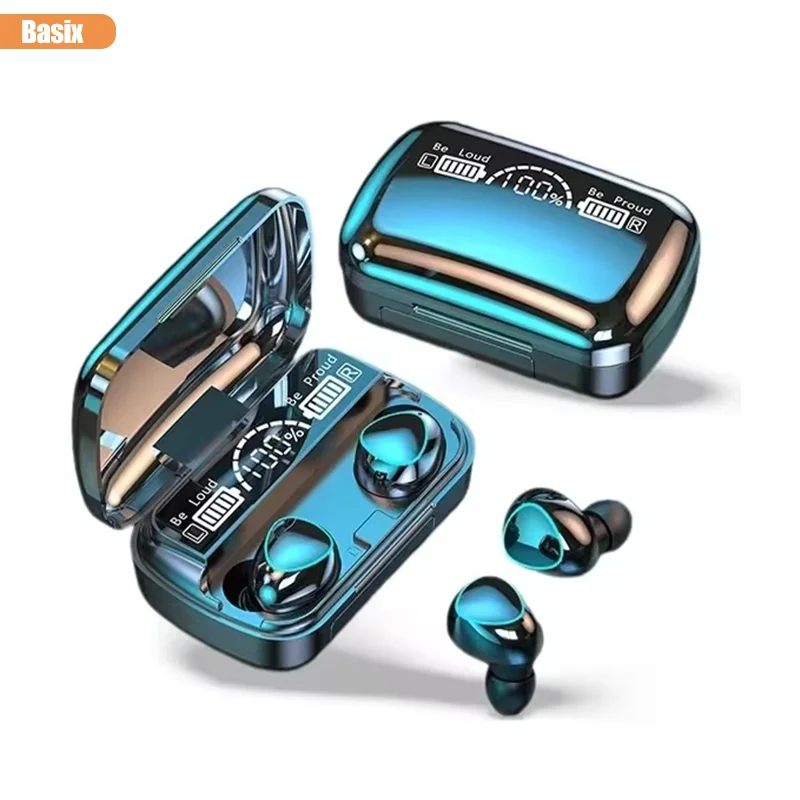 Basix Bluetooth Headphones Earpods Sports Stereo Noise Canceling Wireless Headphone Microphone Speaker with LED light headphones