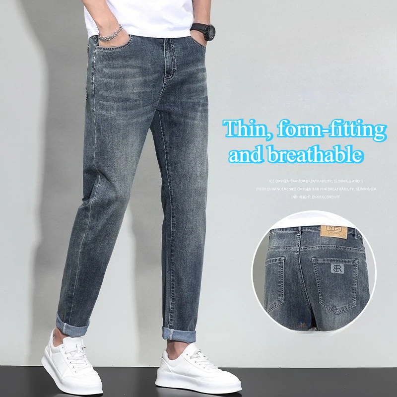 

Men's Jeans 2025 Spring Summer New Slims Smooths Your Silhouette Korean Style Casual Stretchy Long Pants Trendy Brand