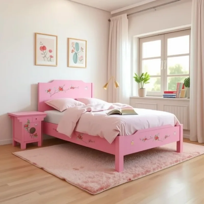 Chinese solid wood modern simple 1.8 meters European master bedroom double bed rental room 1.5 meters retro