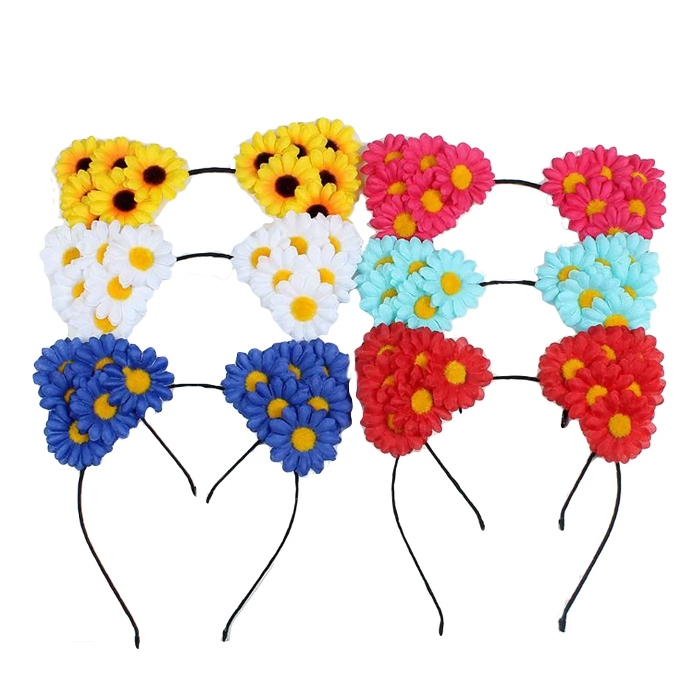 

6 Pcs Headband Hair Accessories for Cat Ear Hairband Women Girls Daisy Hair Bands Flower Hairband Hoop Headdress