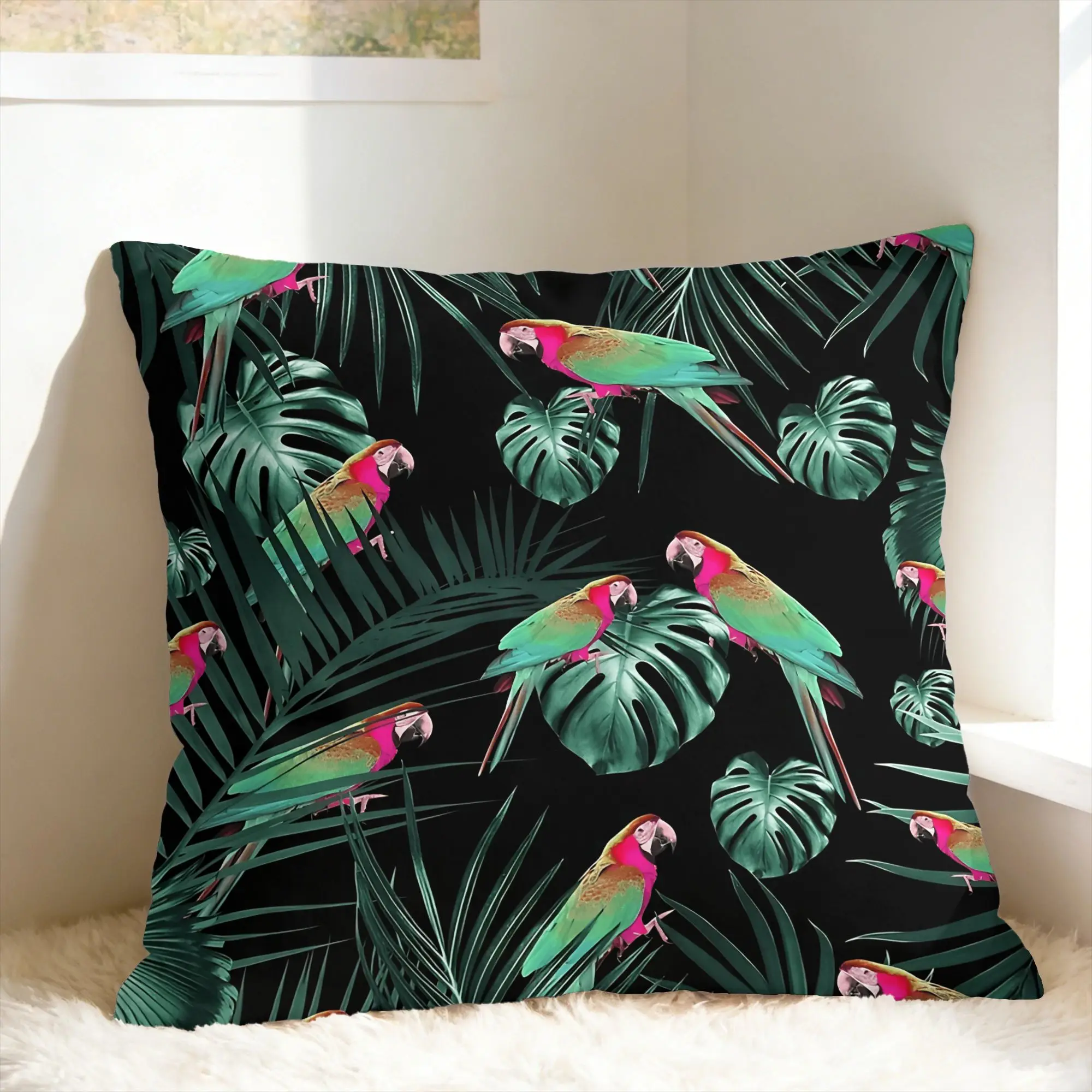 Tropical Parrot Palm Pillow Case  Funny Pillow Cover Soft Pillowcases For Office Car Home Decor