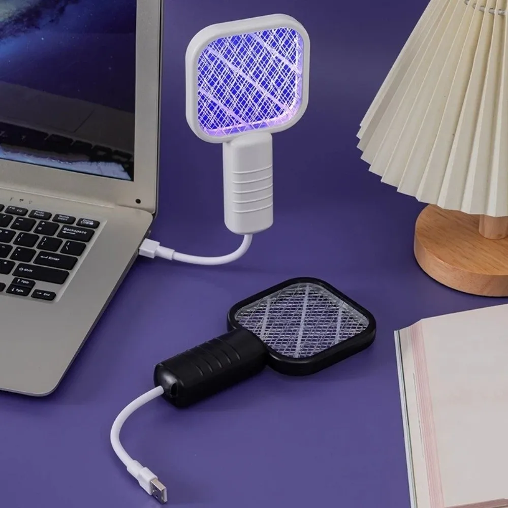 Insect Racket UV Light USB Mosquito Swatter Portable 2 in 1 Mini Mosquito Trap 5 Layer Security Net Fly Swatter Outdoor